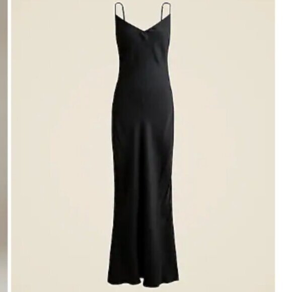 J. CREW V-Neck Maxi Slip Dress in Cupro-Blend Crepe 2 Black NWT - Picture 2 of 6